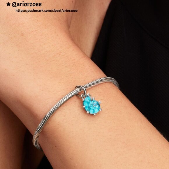 Pandora Blue Murano Glass Sea Snail Dangle Charm - Picture 2 of 2